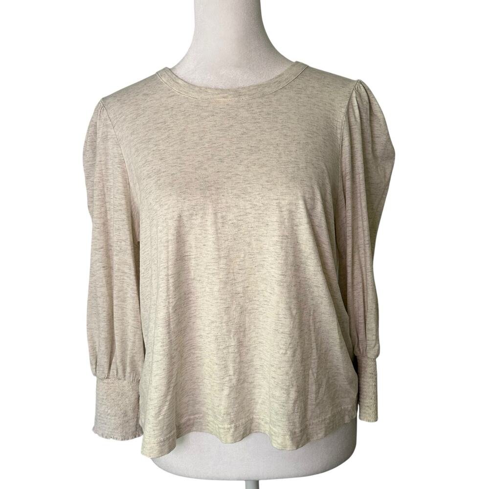 7 For All Mankind cream long-sleeve cotton top size S